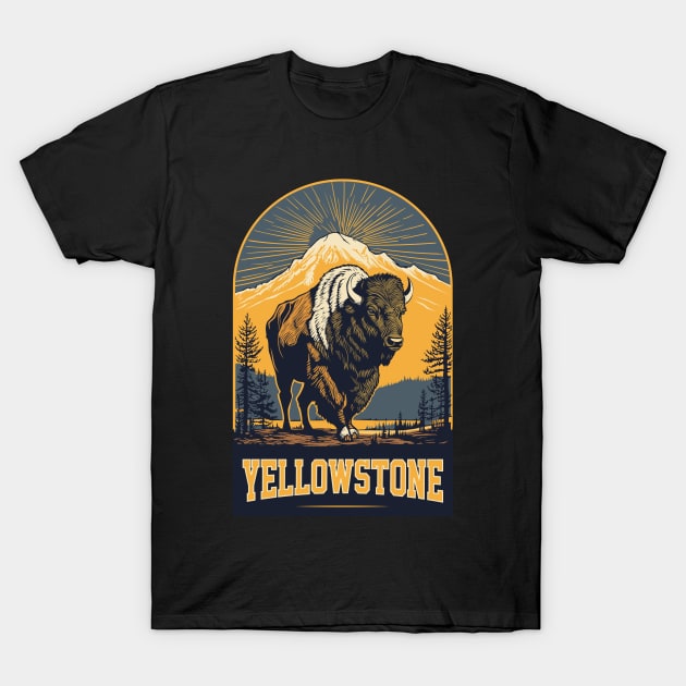 Yellowstone. Mountain. Buffalo. T-Shirt by art object